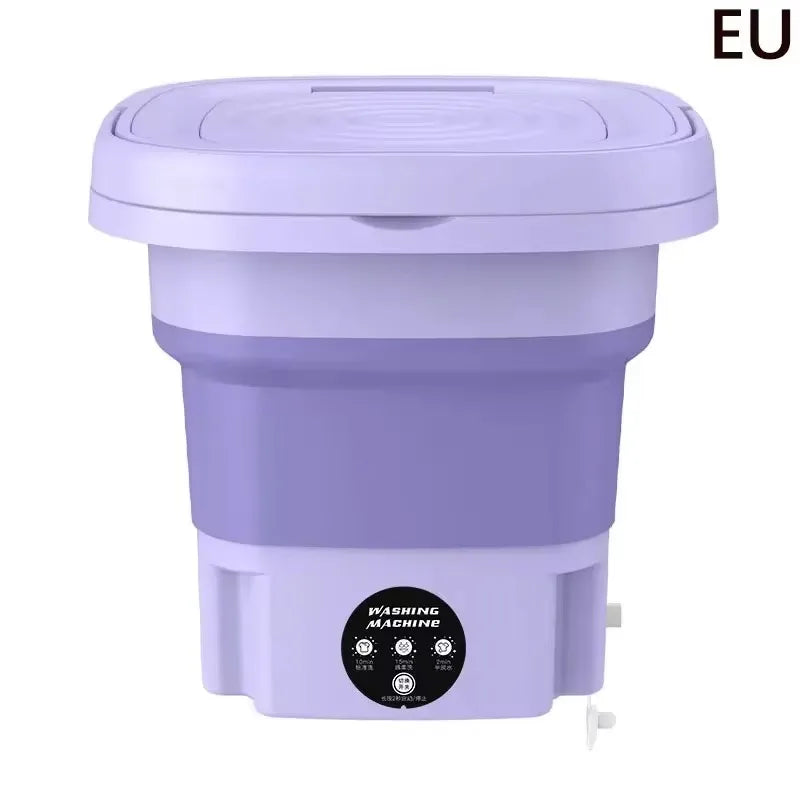 8L Foldable Mini Washing Machine Spin Dryer Portable Small Washer for Socks Underwear Lingerie Space-saving Household Appliance