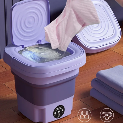 8L Foldable Mini Washing Machine Spin Dryer Portable Small Washer for Socks Underwear Lingerie Space-saving Household Appliance