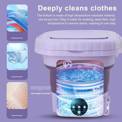 8L Foldable Mini Washing Machine Spin Dryer Portable Small Washer for Socks Underwear Lingerie Space-saving Household Appliance